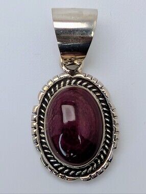 Purple Spiny Oyster Oval Pendant S925 Sterling Silver